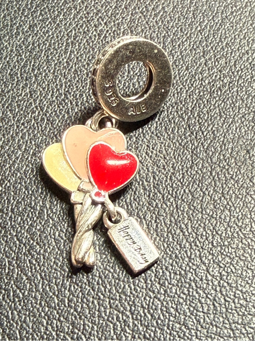 AUTHENTIC PANDORA S925 ALE "HAPPY BIRTHDAY" HEART BALLOONS Dangle Charm Pendant